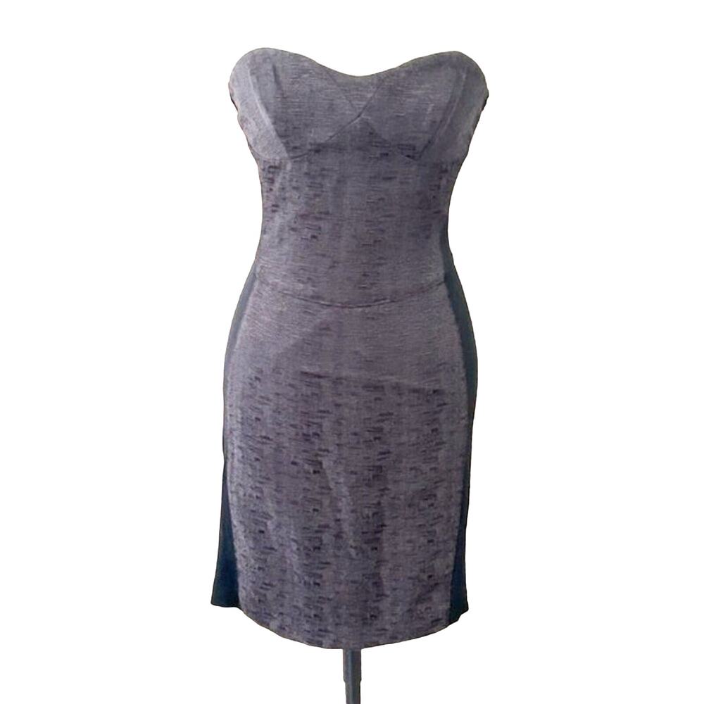 Bebe two tone black mini dress sweetheart neckline strapless sz 6